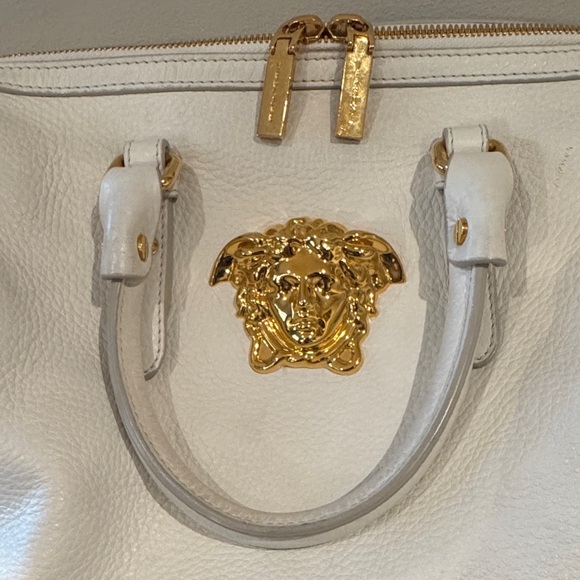 Versace rare vintage White Satchel with Gold Medusa Detail - Picture 2 of 11